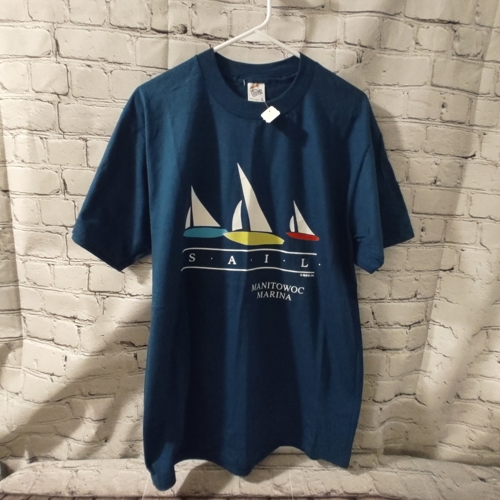 Jerzees Combed Cotton Vintage Large T Shirt SAIL Manitowoc Marina 1999 Large - Picture 3 of 12